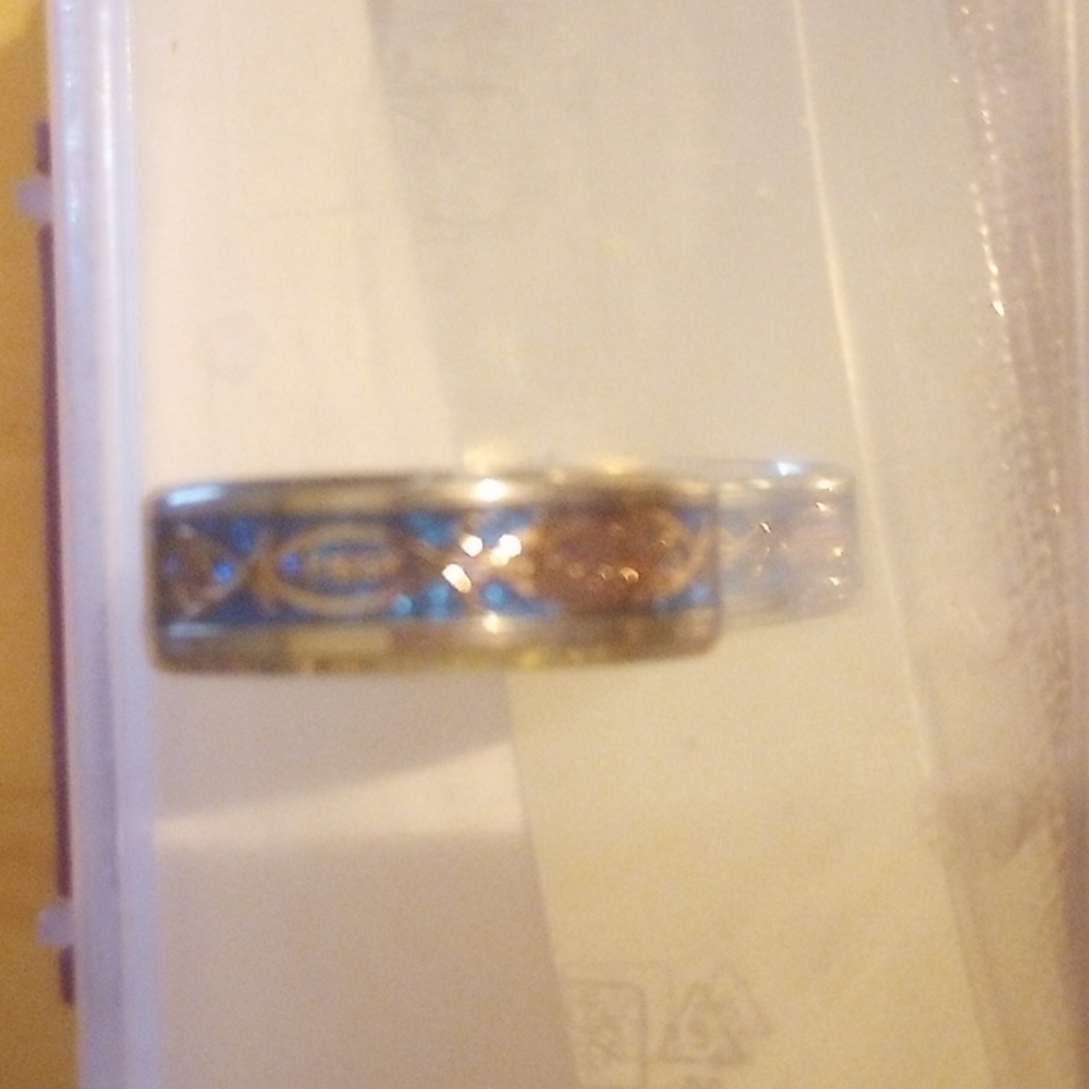 Gourgous Men or Women Silver turq Jesus Fish Sign Ring size 10
